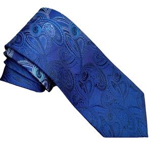 Croft & Barrow 100% Silk Blue Paisley Tie
